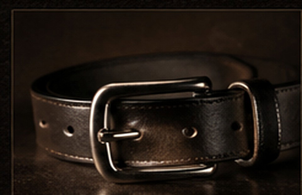 Generated leather belt with brass buckle